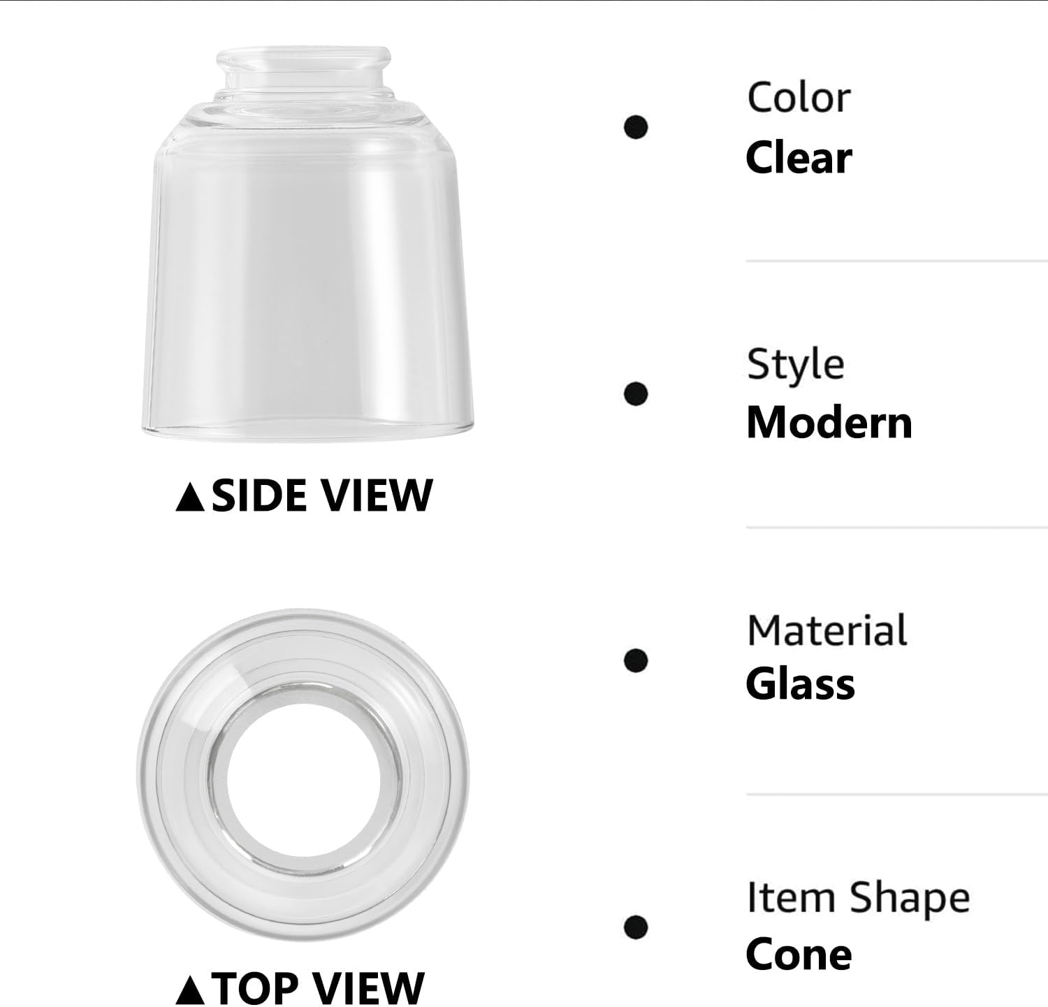 Modern Clear Glass Lampshade 4 Pack，2-1/8" Fitter, 4-5/8" Diameter ，4-1/2" Height, Replacement Lampshades For Ceiling Fans With Lights，For Living Room Bedroom Kitchen (Clear Glass(B))