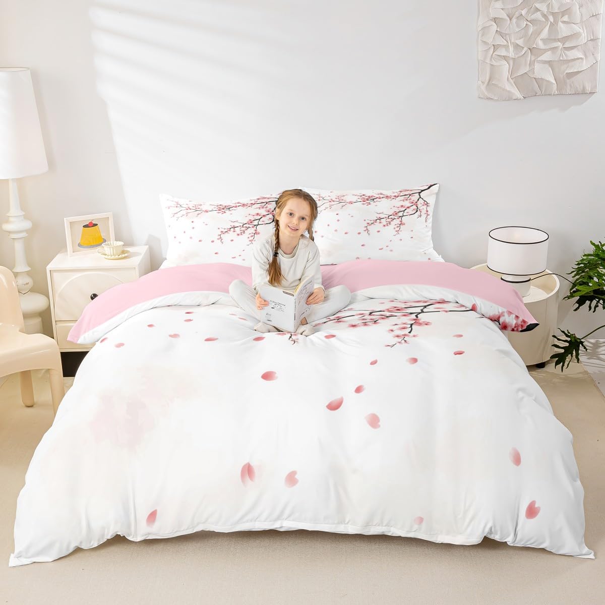Housse de couette fleurs de prunier lit double parure de lit peinture paysage rétro