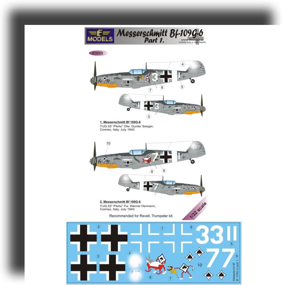 LF Models C3253 1/32 Messerschmitt Bf 109G-6 Comiso Cartoon Part 1 for Revell, Trumpeter kit