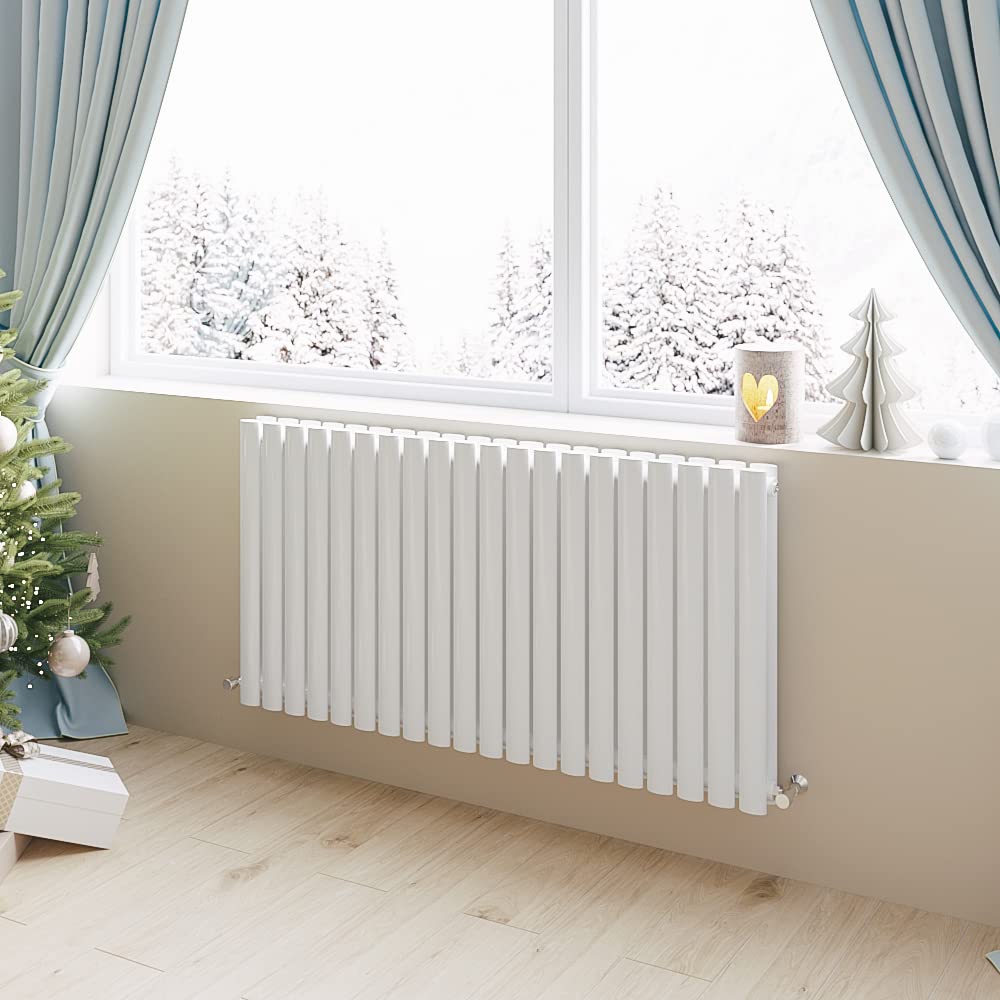 Huiyang White Horizontal Radiator Oval Column Designer Central Heating Rad 600X1180mm Double