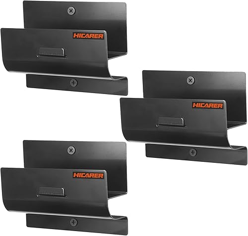 Hicarer Colgador de escalera de acero para montar en la pared, ganchos resistentes para pared de garaje, organizadores versátiles de garaje y