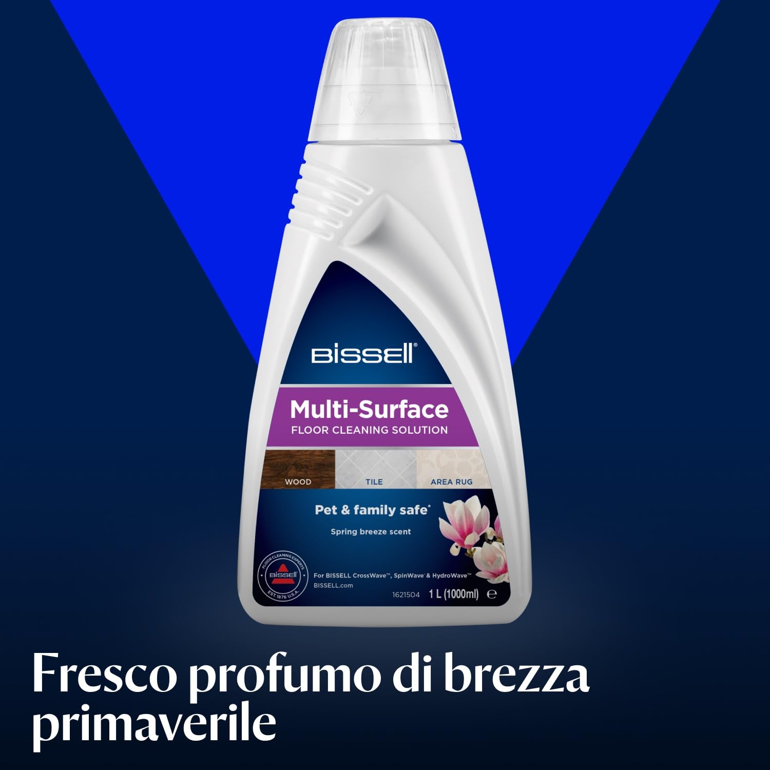BISSELL Multisuperficie soluzione detergente per pavimenti, per BISSELL CrossWave e SpinWave, confezione da 3 x 1 L, pulizia quotidiana per pavimenti duri sigillati e tappeti, 2885