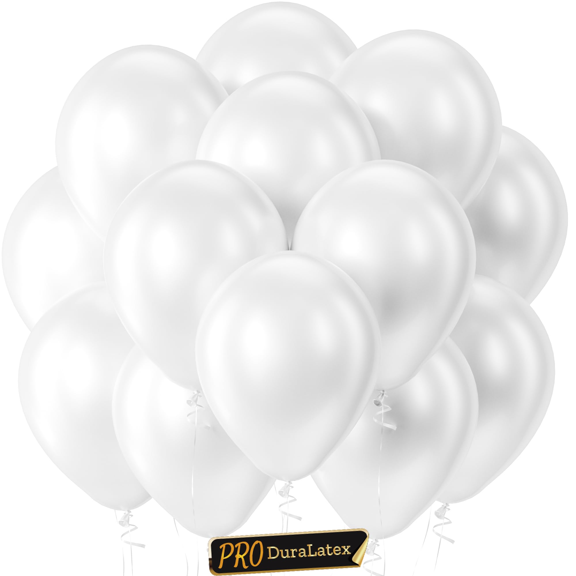 Bezente Pro Duralatex Pearl White Extra-Thick Balloons 100 Pack 12 inch