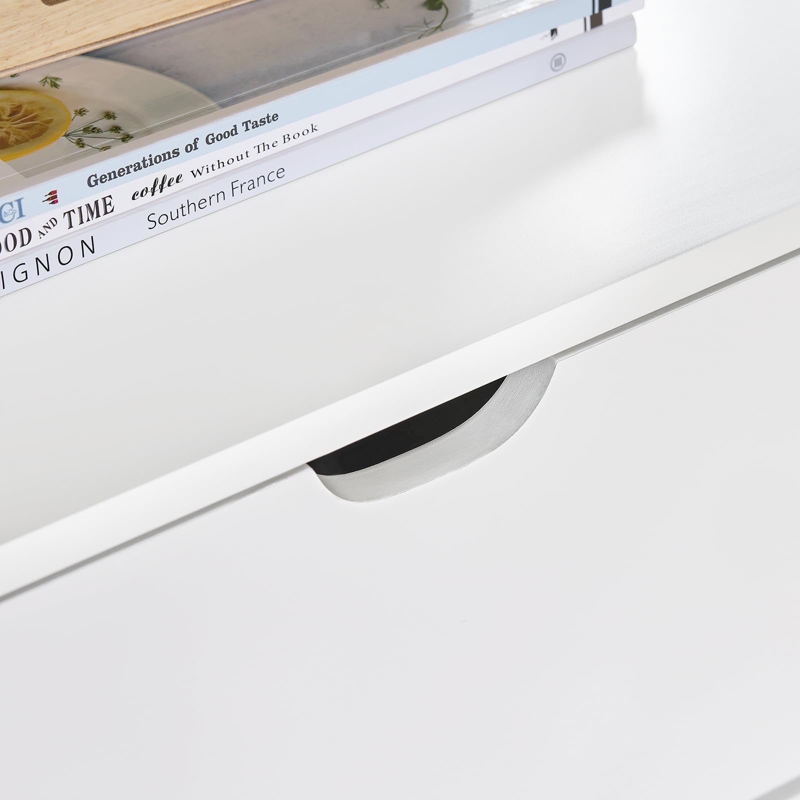 SoBuy Comodino Camera da Letto - Comodino con 2 Cassetti e 1 Ripiano, Tavolino Salotto - Moderna Cassettiera L45 x P38 x A55 cm Bianco FRG258-W