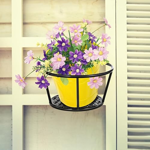 Miniatura 6 de Yardwe Soporte de flores para balcón, soporte para macetas de hierro para plantas al aire libre, macetas colgantes para jardín de vallas, 8.66 x