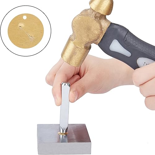 Miniatura 4 de SUPERFINDINGS Abalorios redondos planos de 8100.472 in etiqueta de estampado de latón con anillo de salto para hacer joyas