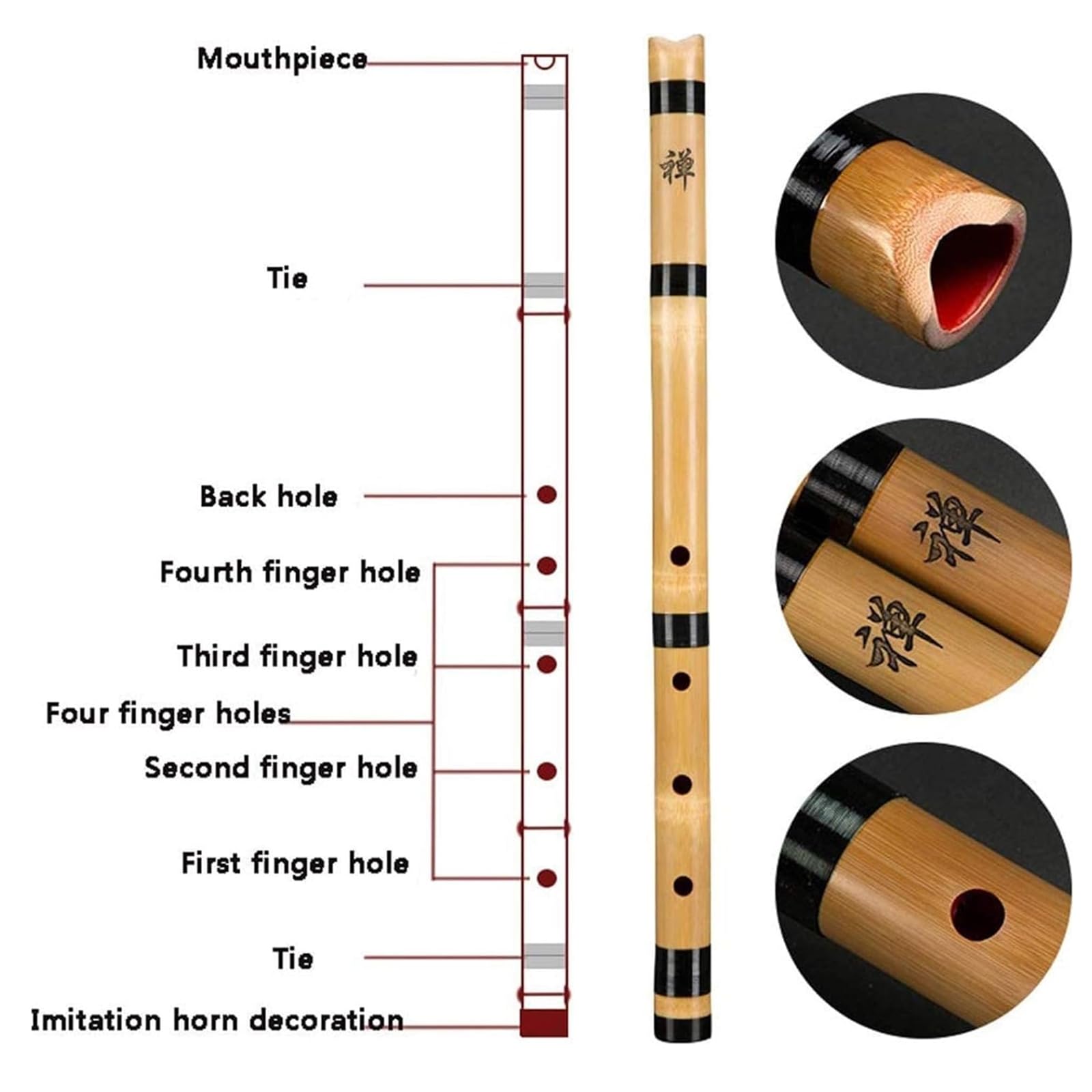 Foro per Principianti Flauto Giapponese Shakuhachi Tang Professionale Play Eigho Hole Art Strumenti Musicali Maschili e Femmina G Key F Key (Bianco)