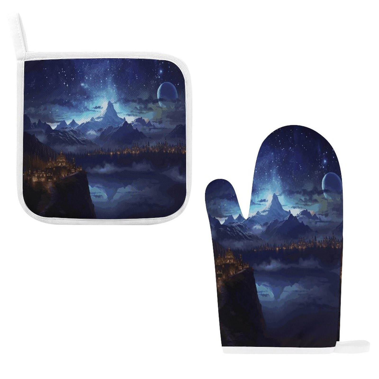 Fodpand Style Fantasy Night Scene Oven Mitts And Pot Holders Sets