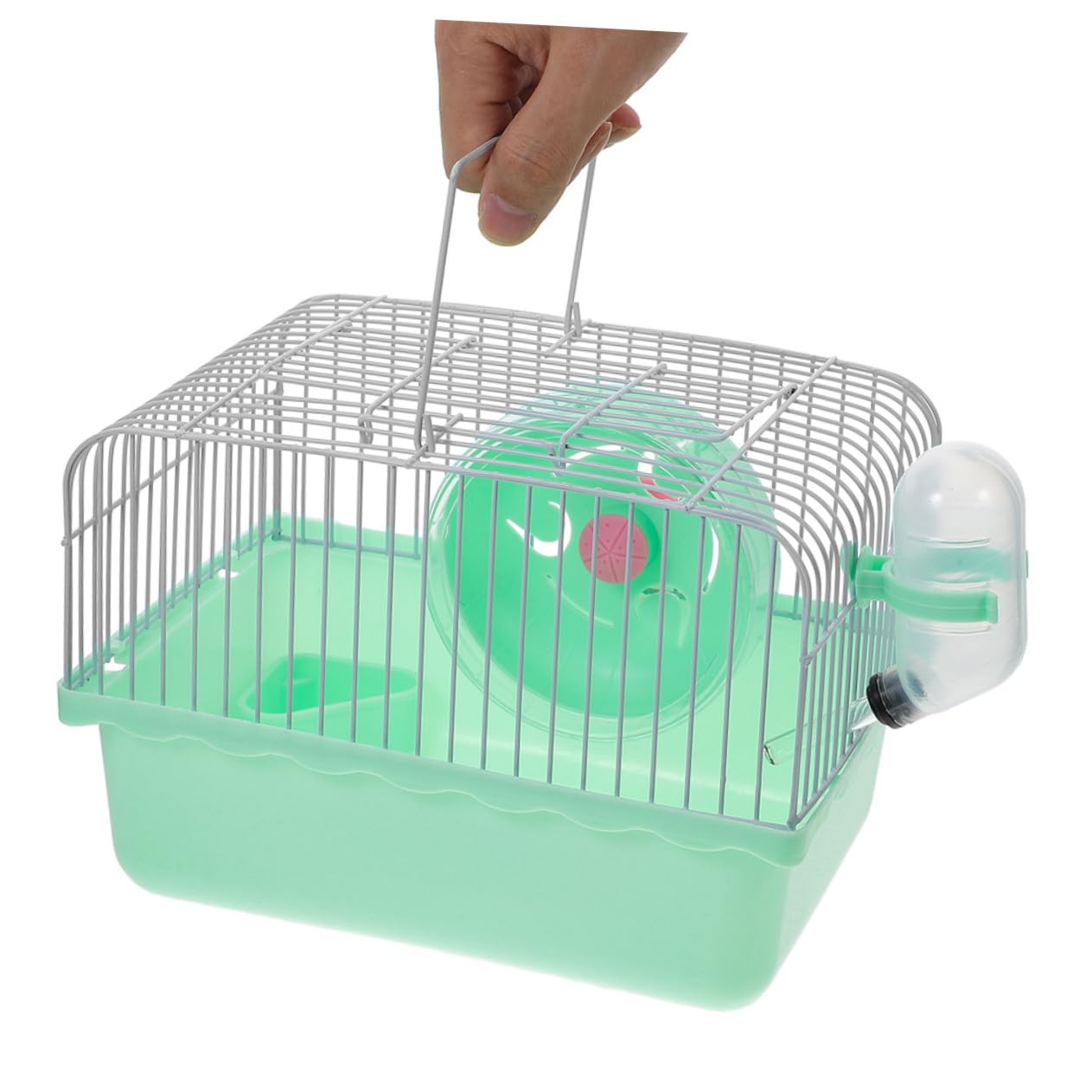 Hemobllo 2 Piezas Jaula para Hámster con Rueda de Ejercicio y Botella de Agua Transportín Portátil de Plástico y Alambre para Viajes y al Aire