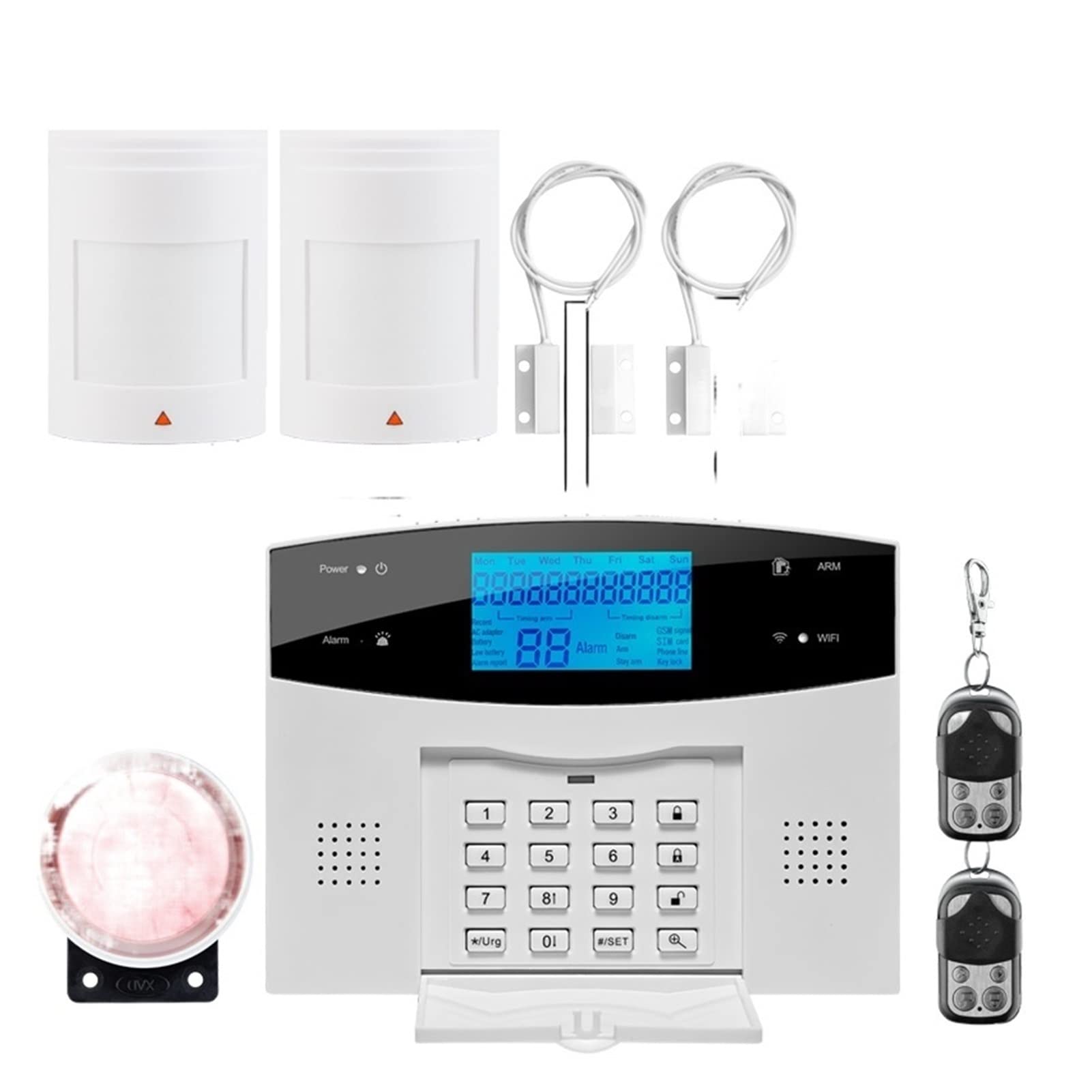 Système d'alarme Smart TUYA WIFI Alarme de cambrioleur fil sans fil Accueil Gsm Système d'alarme avec capteur de mouvement de fumée de sécurité à domicile de 433 MHz ,SystèMe Domotique Multifonctionne