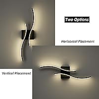 Vista 3 de Lámpara de pared con luz LED moderna, minimalista, industrial, de 24" en negro, para espacios pequeños, lámpara de pared con cableado para baño