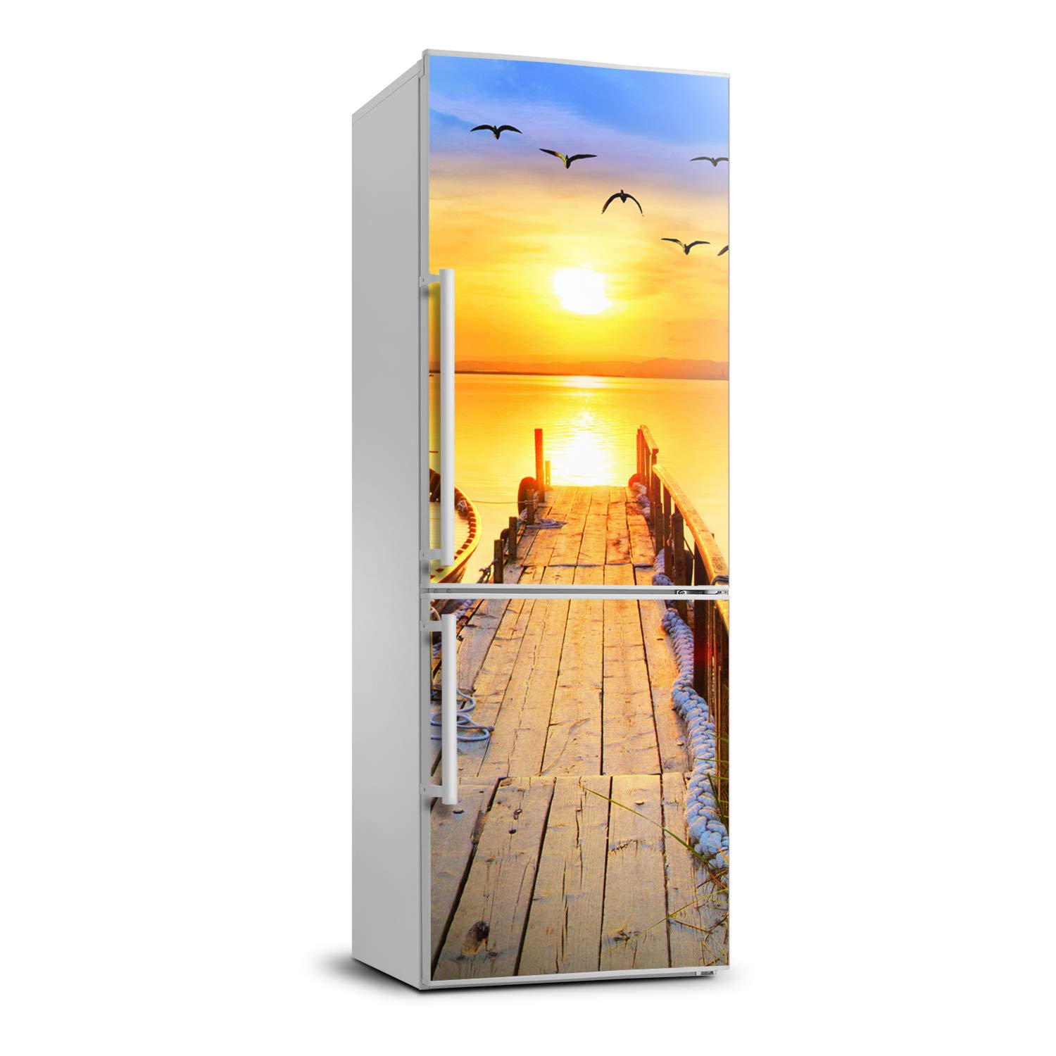 Autocollant frigo paysages lac 60x180 sticker mural auto-adhésif