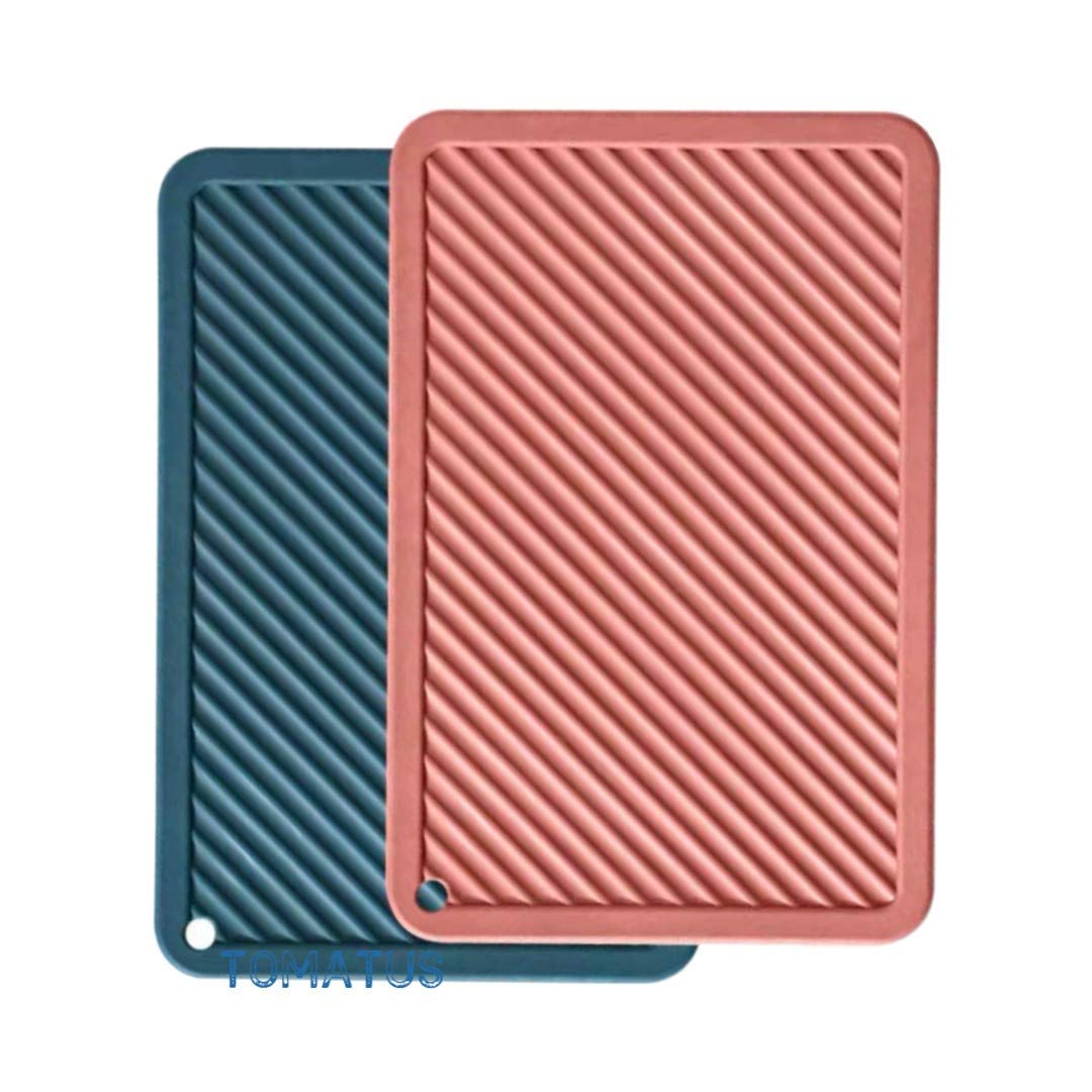 KITOOL2 PCs Silicon Trivet Mats for Dishes, Silicone Pot Holders Heat Resistant, Large Hot Pads for Kitchen Table - 22 x 14 cm Trivets for Pots and Pans (Set of 2)