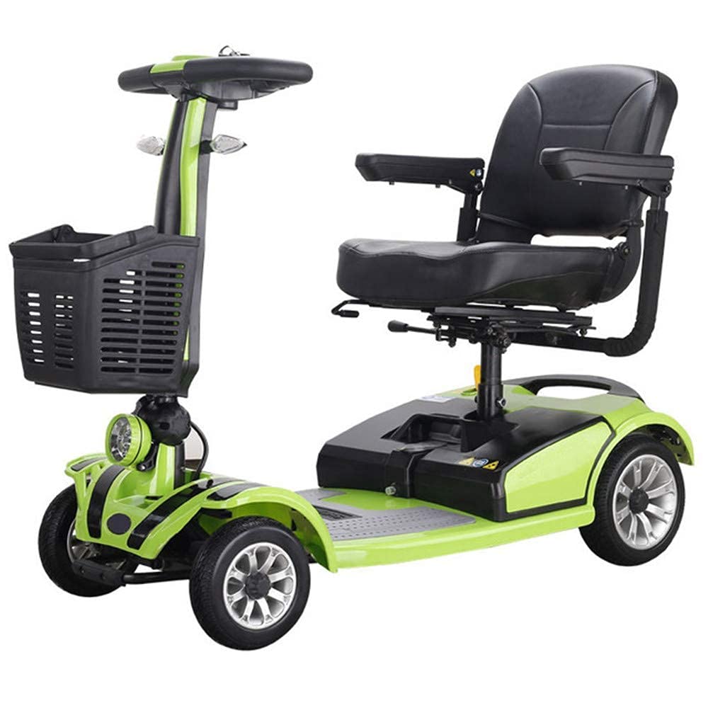 Four-Wheeled Electric Wheelchair, Adult Vintage Scooter, Disabled Folding Bicycle Mobile Scooter Power Mobile Scooter Collapsible Advanced Intelligent (Green)