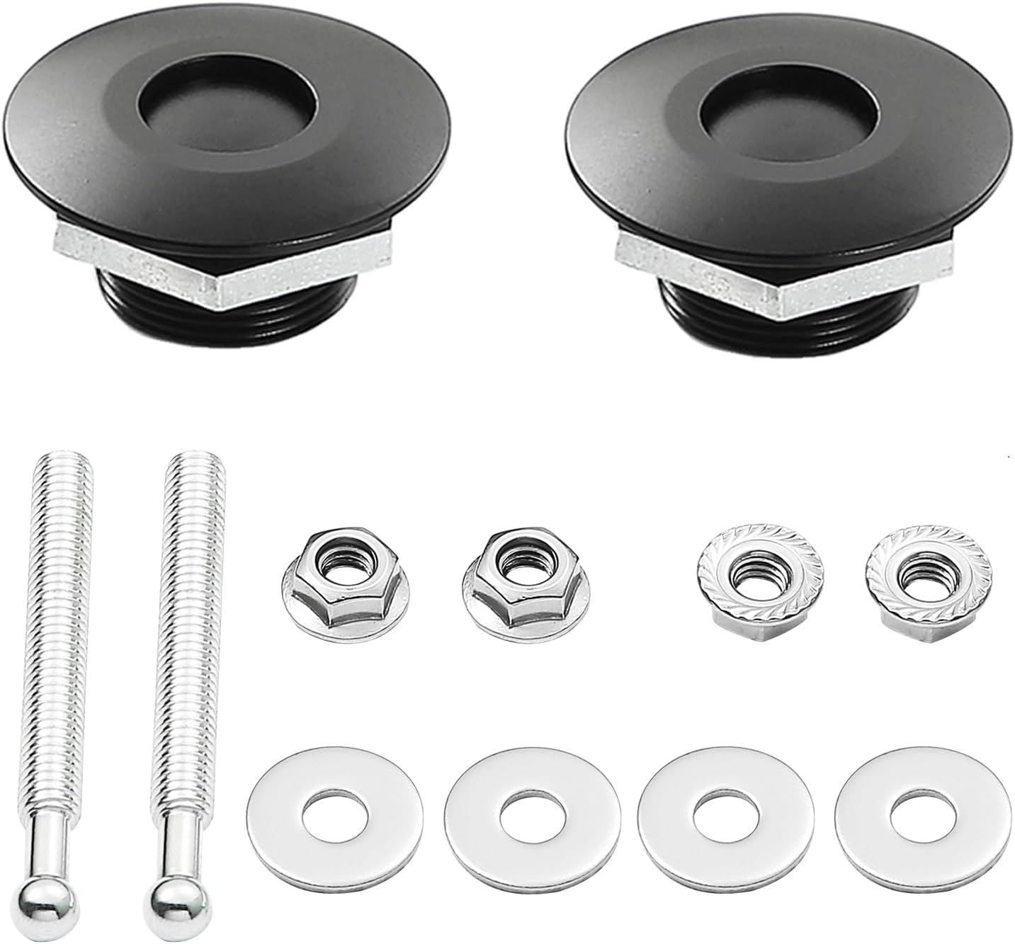 STETION Quick Release Latch License Plate Lock Clip 1.25" Diameter Aluminum Alloy Car Hood Pins Lock Clip Kit for Bumper Hood License Plate (2 Pack - Black)