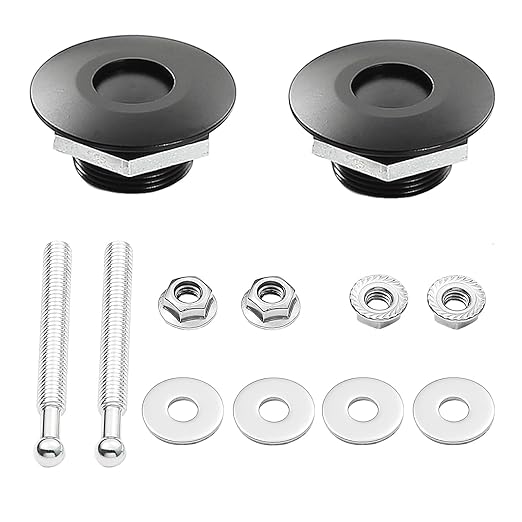 STETION Quick Release Latch License Plate Lock Clip 1.25" Diameter Aluminum Alloy Car Hood Pins Lock Clip Kit for Bumper Hood License Plate (2 Pack - Black)