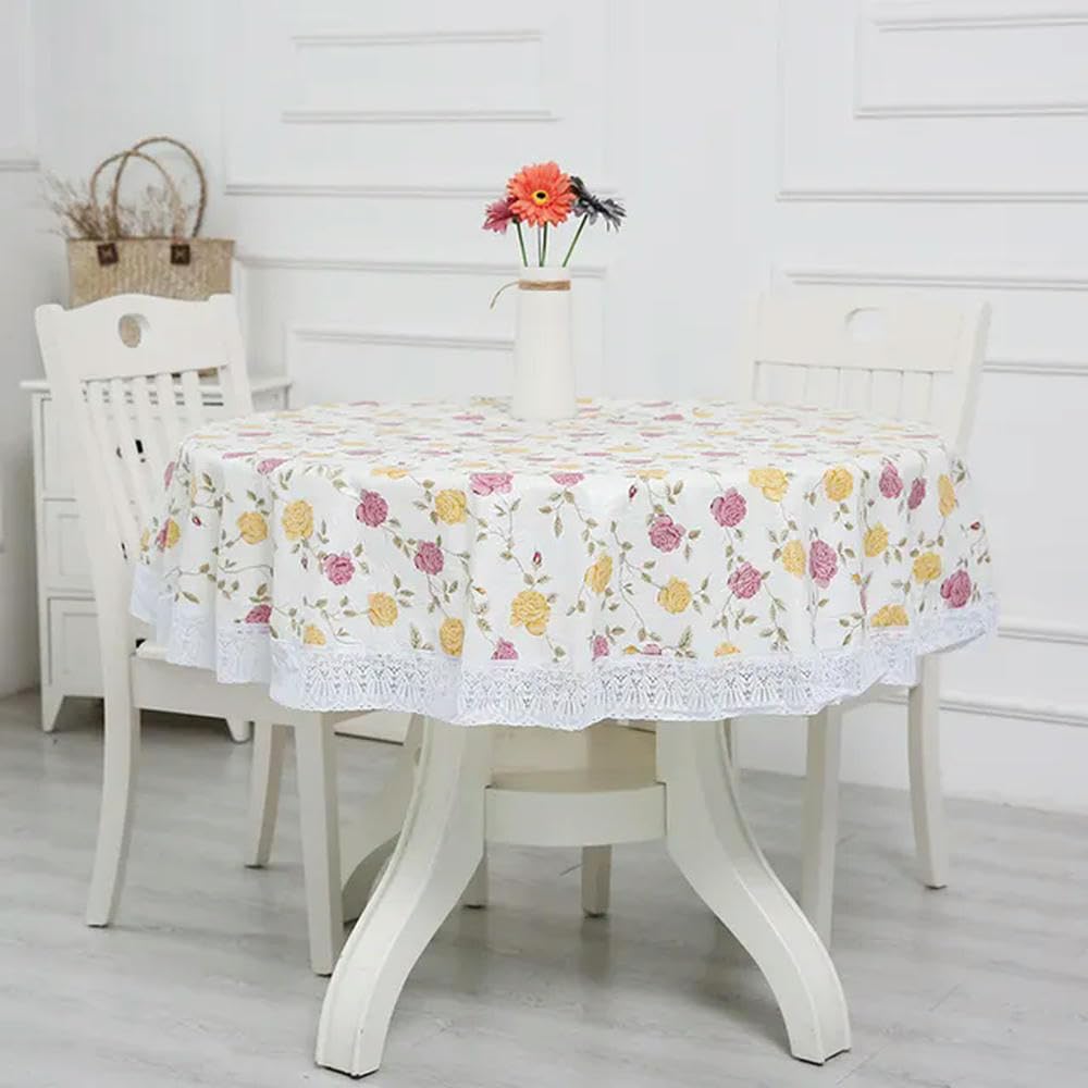 XHBYW 137-200cm PVC Hotel Waterproof and Oil Proof Large Round Tablecloth Hotel Plastic Round Table Cloth Wash Free and Scald Proof Table Cloth