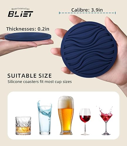 Miniatura 6 de 6 posavasos ondulados para bebidas, posavasos de silicona con soporte, patrón acanalado de estilo ondulado, posavasos resistentes al calor para mesa