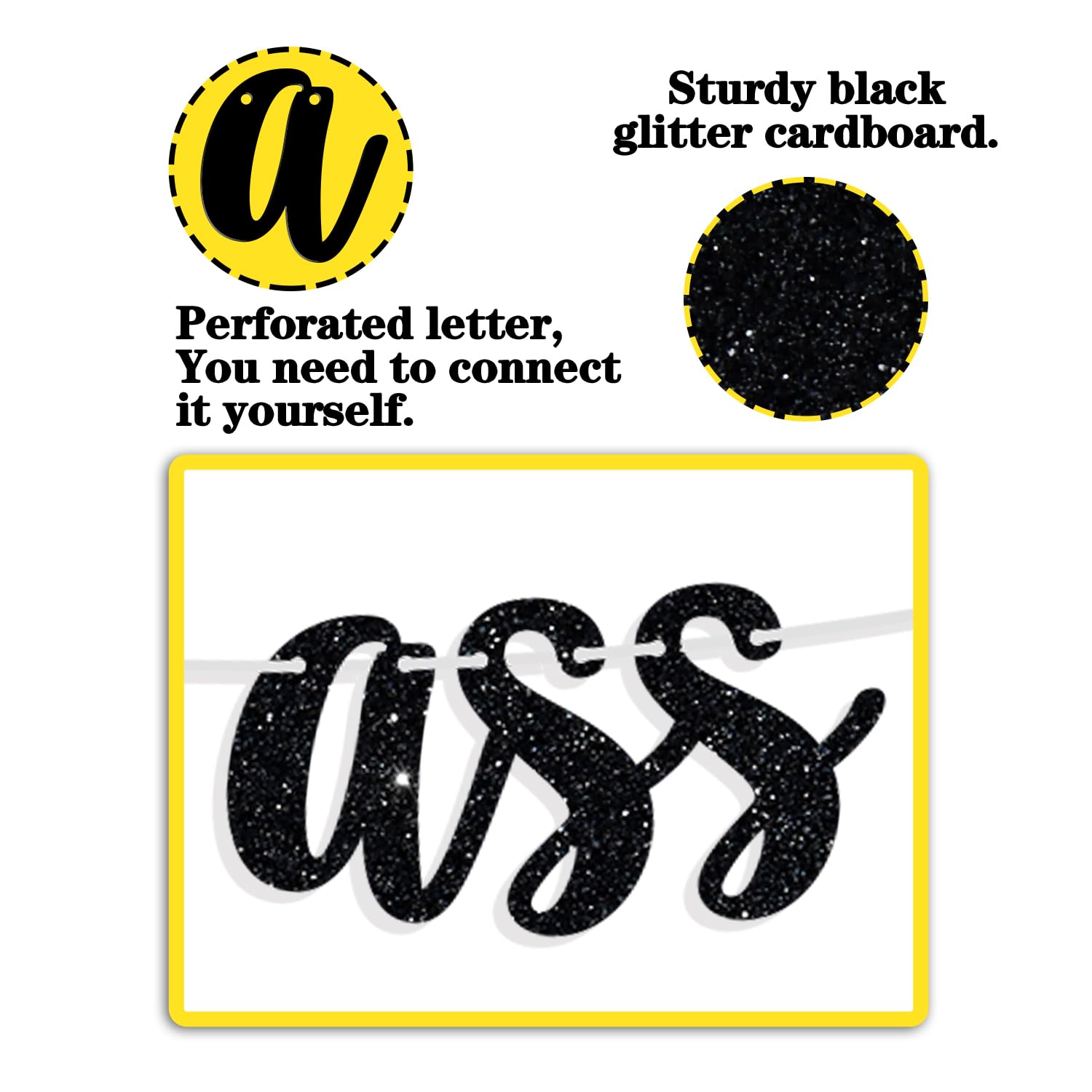 Bach That Ass Up Banner, Bachelorette Banner, Bach and Boozy Bunting Sign, Bachelorette Party Decorations Black Glitter (Black)