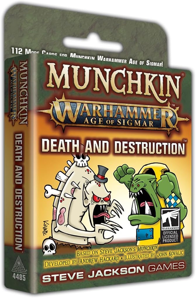Munchkin Warhammer Age of Sigmar: Death and Destruction Card Game (Expansion) | 112 Cards | Family Game | Adventure RPG | Ages 10+ | 3-6 Players | Avg Play Time 120 Min | Steve Jackson Games