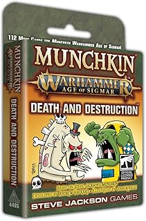 Steve Jackson Games Munchkin Warhammer Age of Sigmar: Death and Destruction Card Game (Expansion) | 112 Cards | Family Game | Adventure RPG | Ages 10+ | 3-6 Players | Avg Play Time 120 Min