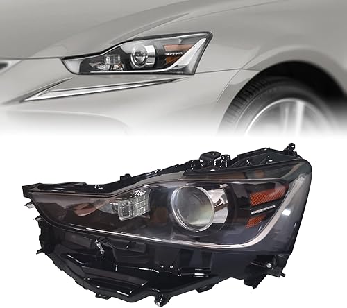 Miniatura 2 de TBVECHI Faros delanteros, faro delantero del lado del pasajero LED de barra de luz negra, faros delanteros de repuesto para Lexus IS300 IS350