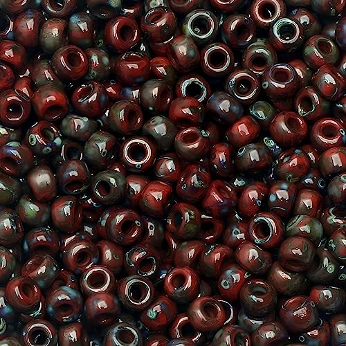 Rocailles Miyuki 8/0 Picasso Red Garnet mate para bisuteria duradera