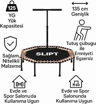 SLİPT 135 cm 54 İnç Pro Yeni Nesil Trambolin, Altıgen Step Trambolin, Yeşil