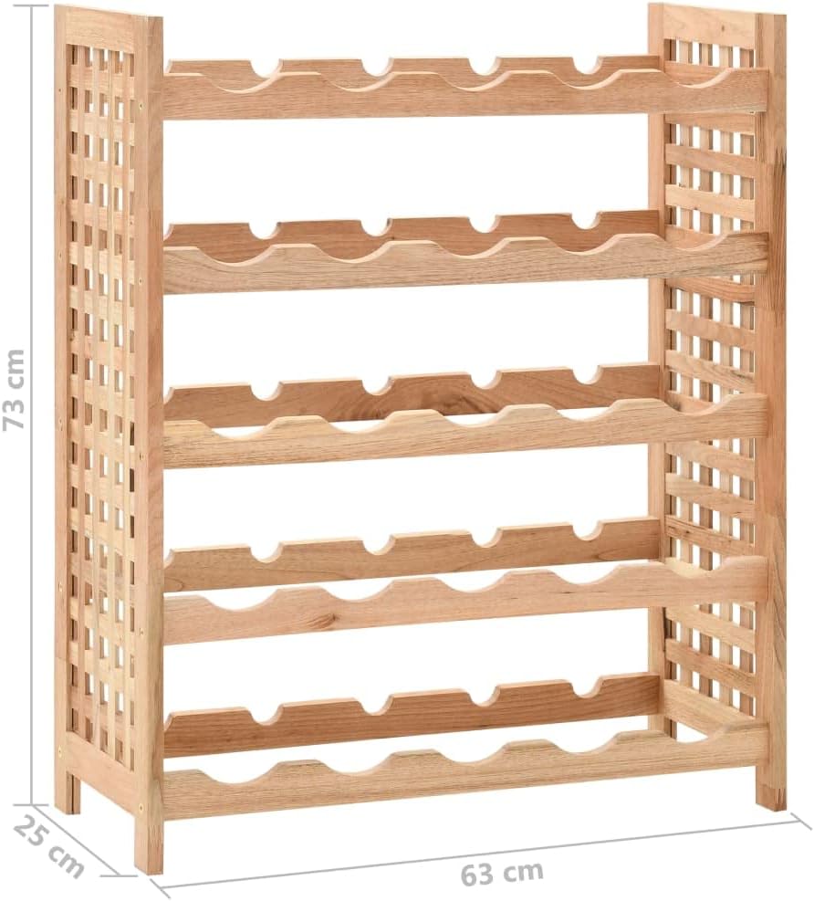 vidaXL Wine Rack for 25 Bottles, Wooden Wine Rack with Shelves, Bottle Holder Bar Rack, Wine Storage Shelf Furniture, Solid Wood Walnut