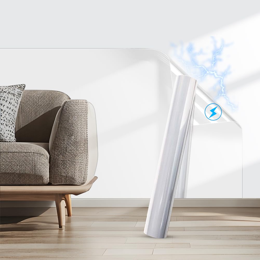 Film de protection mural transparent avec absorption électrostatique - 10 m x 40 cm - Protection contre les éclaboussures - Film de protection mural pour meubles -