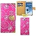 Produktbild Samsung Galaxy S3 / S3 Neo Handy Tasche, FoneExpert® Bling Luxus Diamant Hülle Wallet Case Cover Hüllen Etui Ledertasche Premium Lederhülle Schutzhülle für Samsung Galaxy S3 / S3 Neo (Rosa)