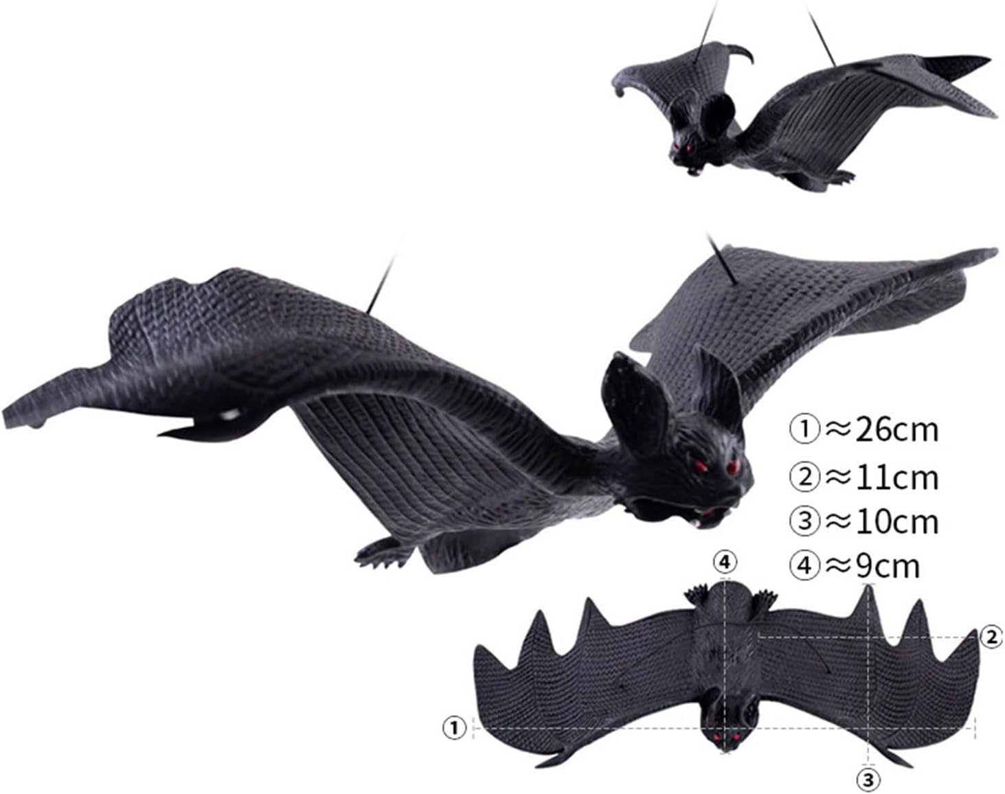 4Pcs Realistic Bat Shape Decoration Halloween Hanging Ornament for Garden Yard Classroom Store Window Display Halloween Hanger
