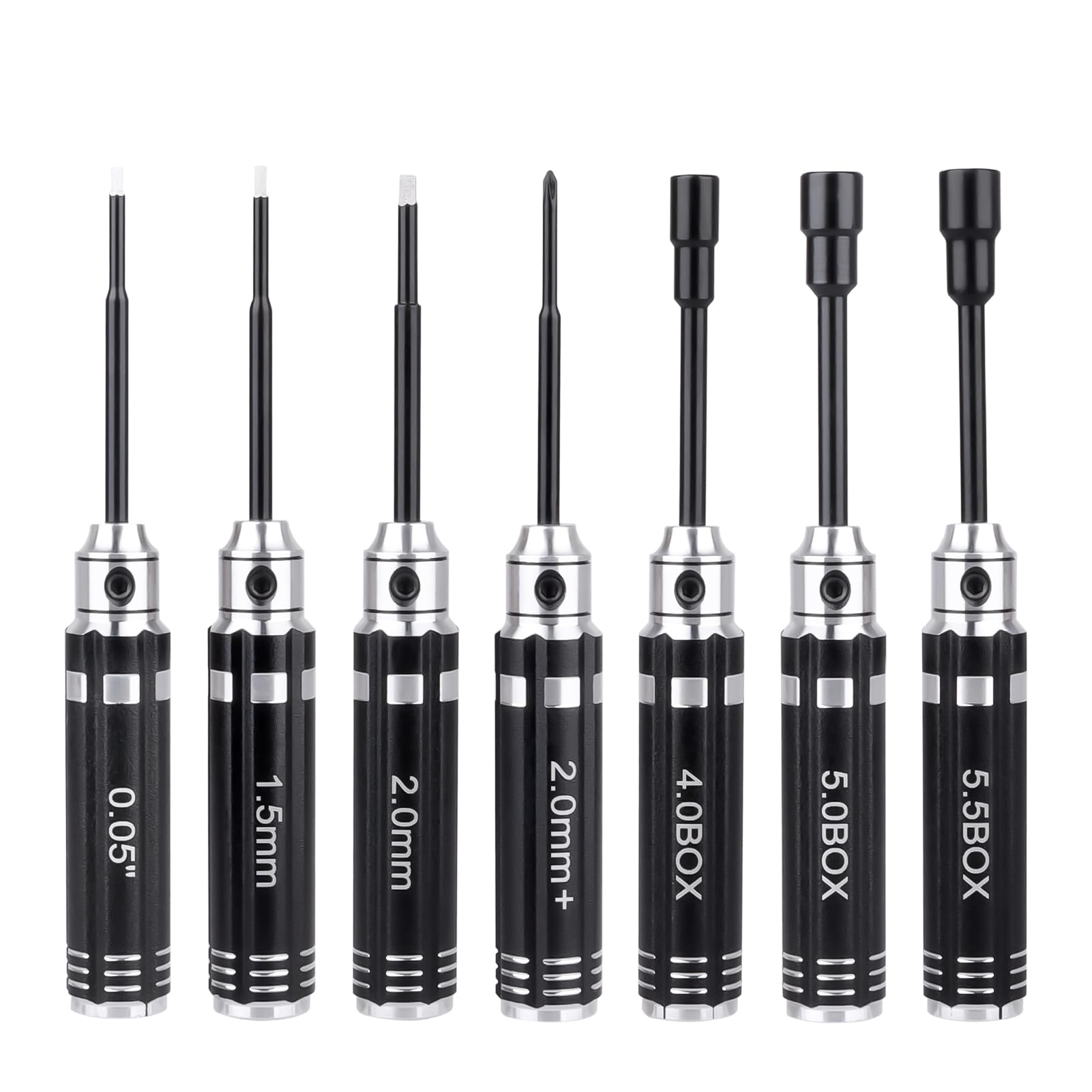 AllinRC 7Pcs RC Hex Driver Set 1.27mm 1.5mm 2.0mm Titanium Hexagon 4.0mm 5.0mm 5.5mm Hex Nut Screwdriver Wrench Phillips Screwdriver RC Tool Kit for RC Car Helicopter Models