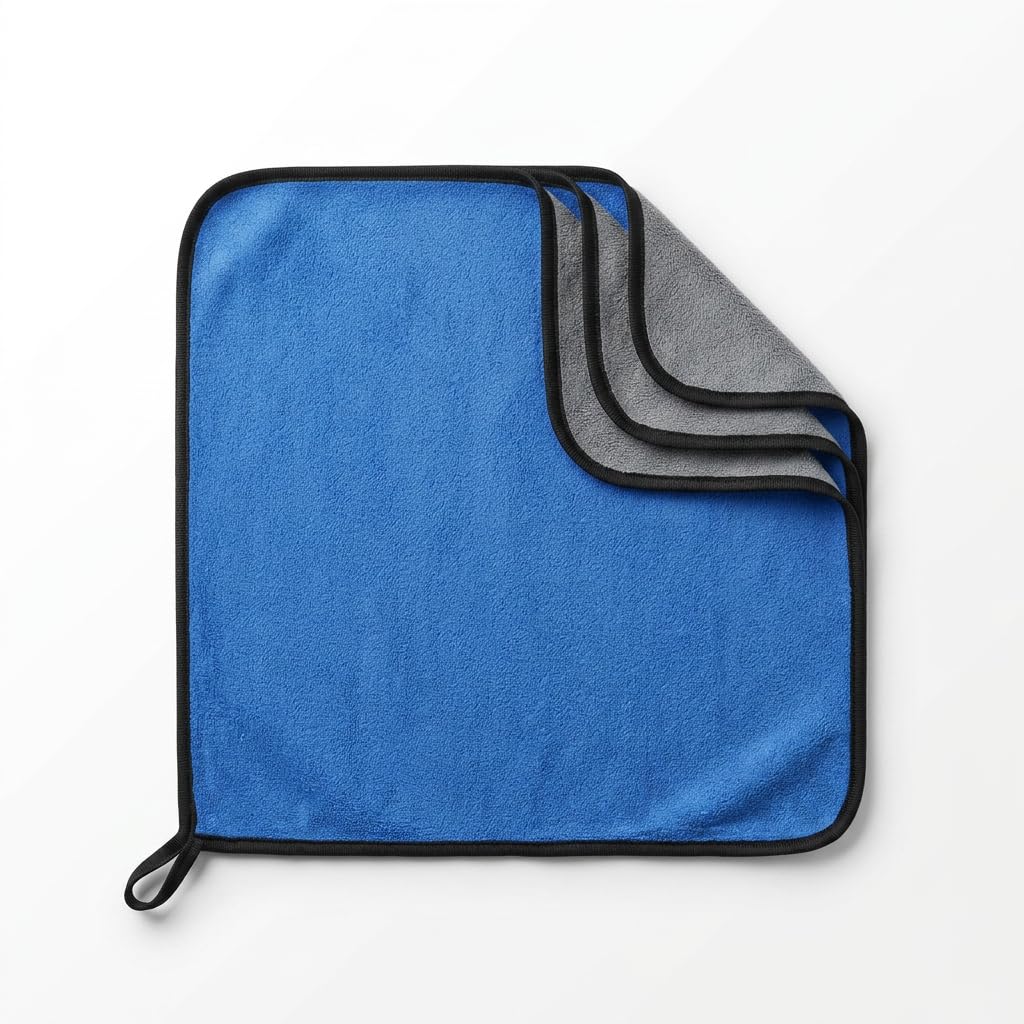 Premium Dual‑Tone Microfiber Cloth 40×40 cm 400 GSM Blue/Grey Reversible Ultra‑Absorbent Lint‑Free Cleaning Wiping Moping Car Bike Kitchen Display Screens Glass Furniture - Pack of 3-image-23