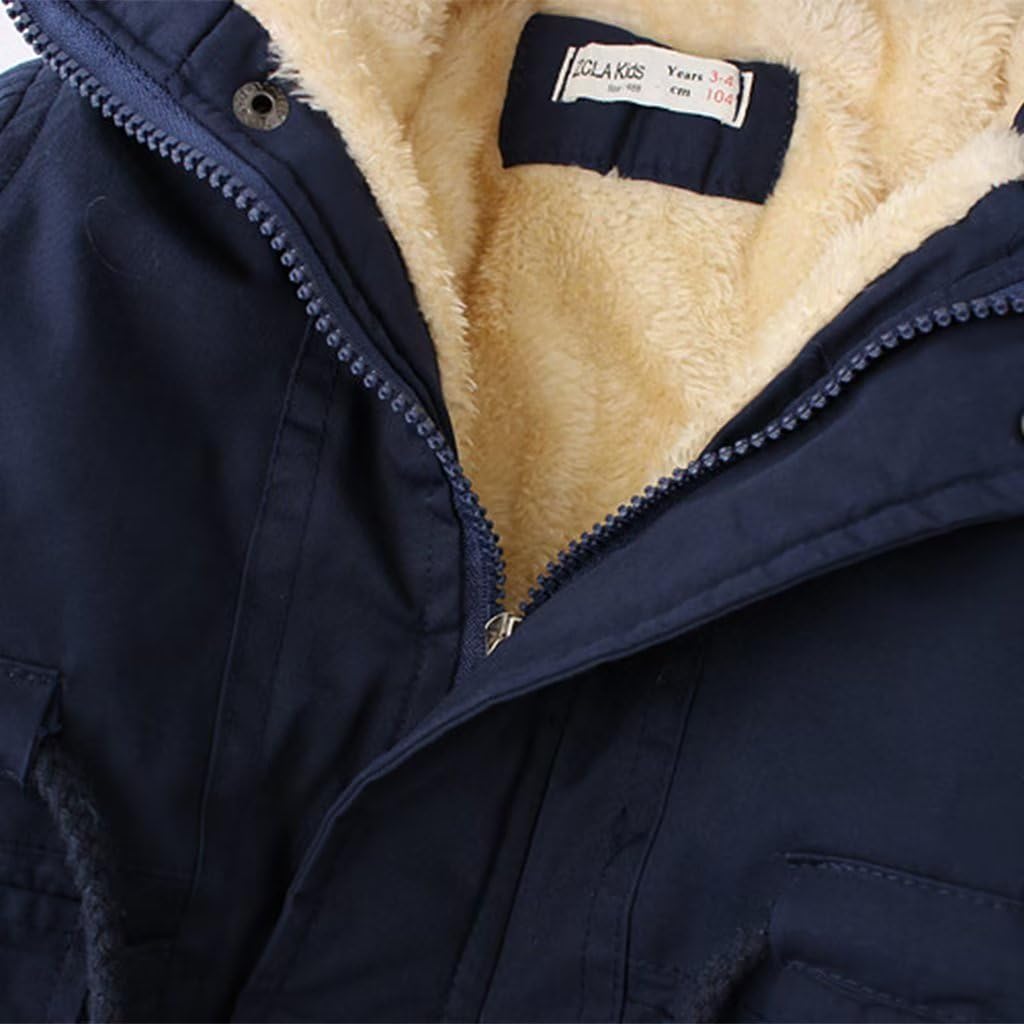 linboo Enfant Garçon Manteau Chaud Blouson à Capuche Hoodie Parka Doublure Polaire Epais Veste d'Hiver pour Bébé Garçon Fille