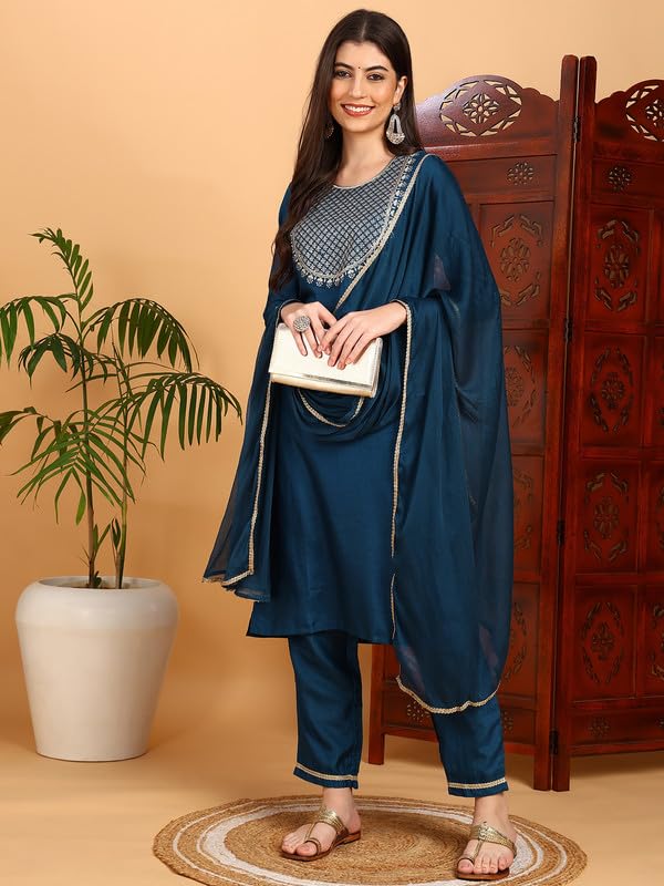 Image of Vaamsi Women's Silk Blend Kurta Pant With Dupatta