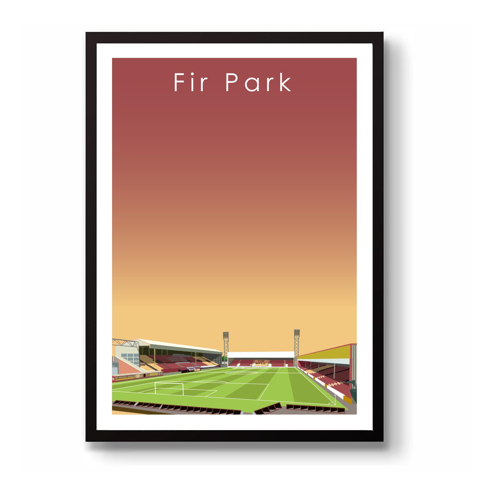 GroundDesigns MOTHERWELL FC Football Gift FIR PARK Stadium Art Unframed A3 Print