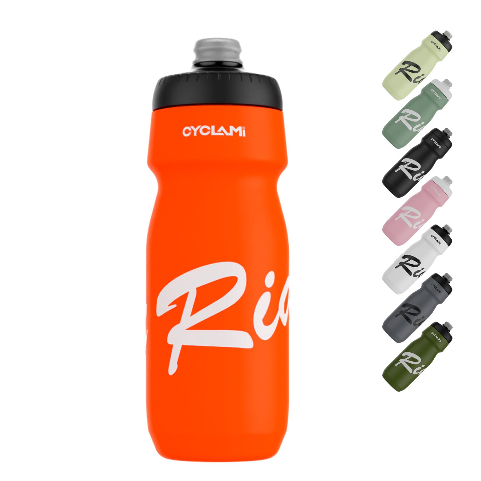 CYCLAMI Fahrrad Trinkflaschen 650ml, Leichtes, BPA-Frei, Auslaufsicher, Squeeze Radflasche für Radfahren Fitness Wandern Schwimmen (Orange)