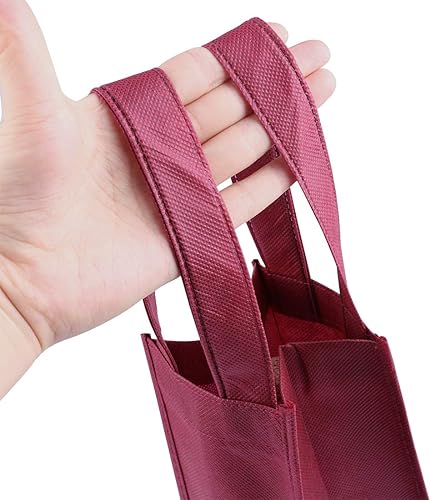 Miniatura 5 de Sdootjewelry Bolsas de regalo de vino, bolsas de vino, 12 paquetes, bolsas de vino para 2 botellas de vino, bolsas de regalo de vino no tejidas con