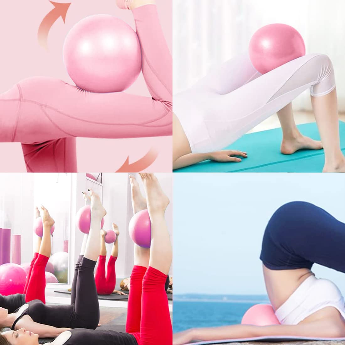 Palla Pilates Piccola 25 Cm - Morbida, Antiscivolo, Con Pompa, Per Yoga, Ufficio (Porpora) - Foto 9