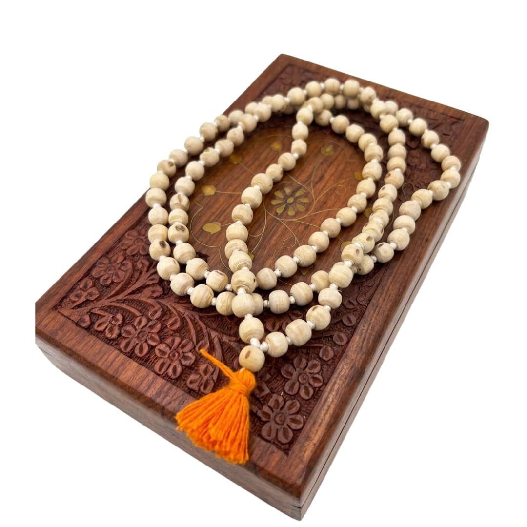 Pure Tulsi Mala 108+1 Beads | Original Tulsi Japa Mala for Meditation & Chanting | 7-8 mm Handmade Tulsi Jaap Mala for Pooja, Bhajan & Spiritual Wear | Pack of 1-image-22