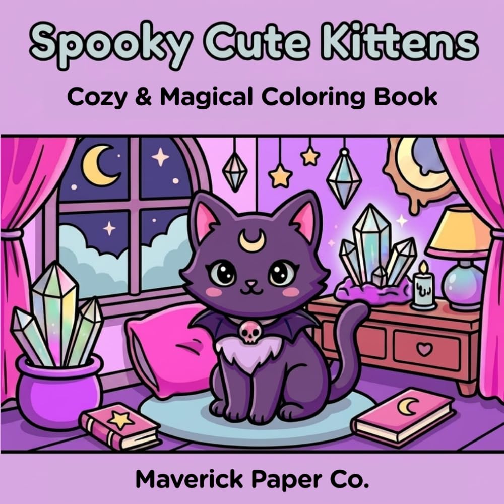 Spooky Cute Kittens: Cozy & Magical Coloring Book