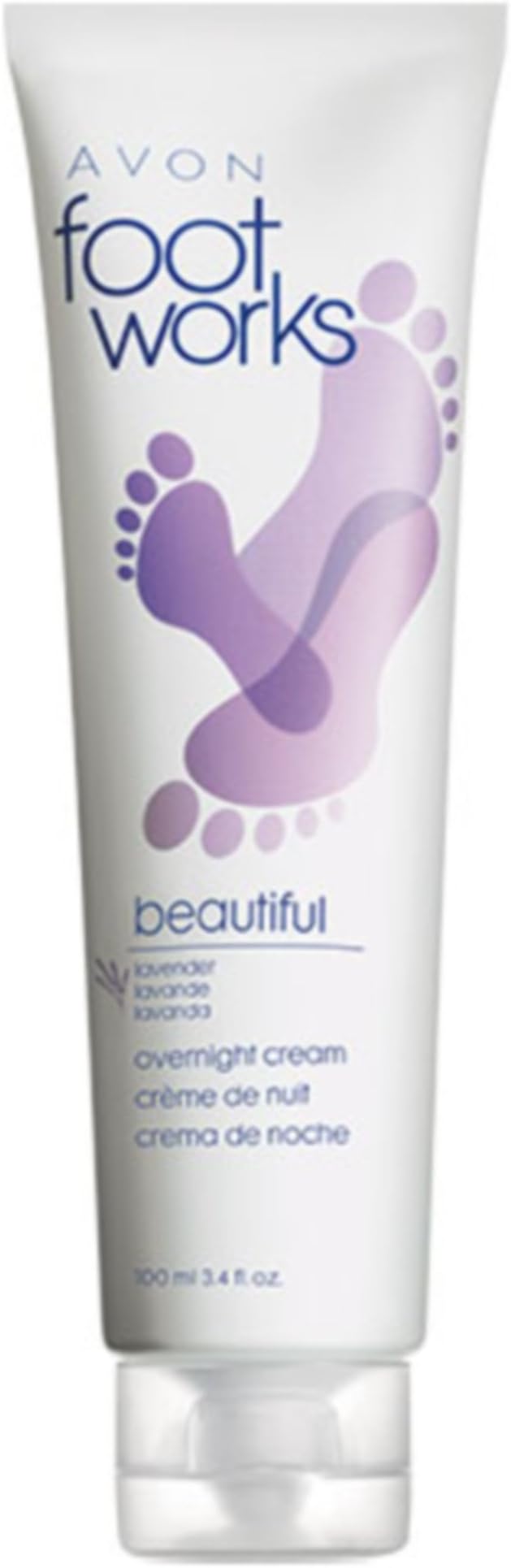 Avon Foot Works Beautiful Lavender Overnight Foot Cream, 3.4 Ounce