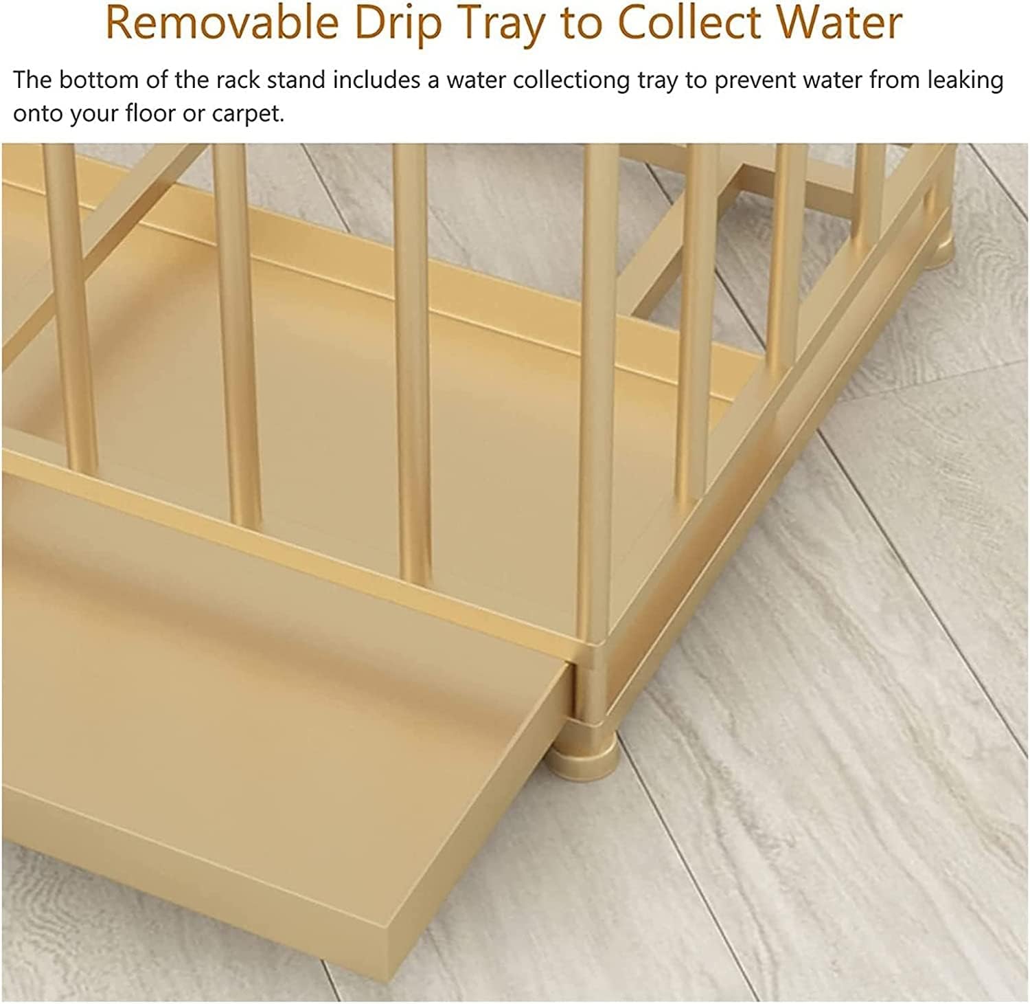 スリム傘立て - 安定性 着脱式水受け皿、折り畳み傘用フック スリム傘