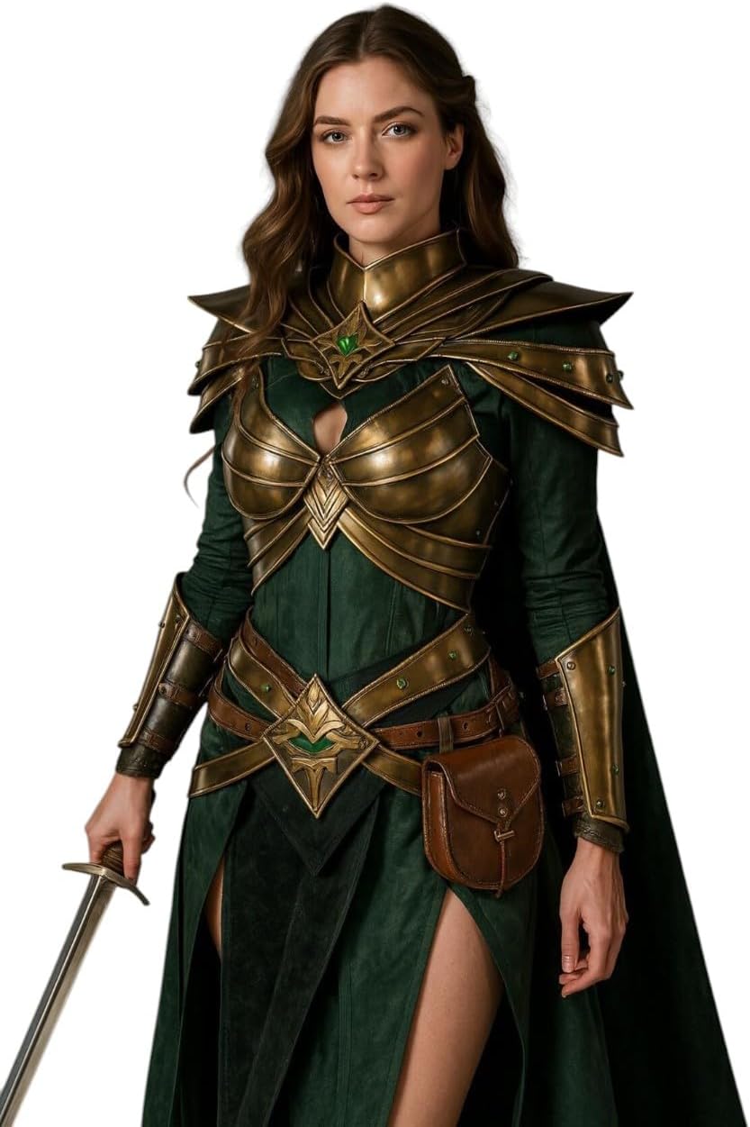Lady Armor | Medieval Knight Steel Elven Lady Half Body Armor | Brave Lady Armor Corset, Tasset Belt, Arm Bracers,Pauldrons for LARP, Reenactment,Halloween, Cosplay Events & Roleplay | Gift for Women
