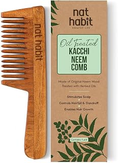 Nat Habit Kacchi Neem Wooden Comb, Soaked In 17 Herbs, ...