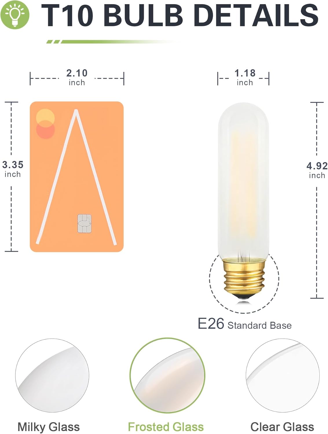 Frosted T10 LED Bulb 40W Equivalent, 2700K Warm White, 4 Watts E26 Base Dimmable LED Bulb, 400LM LED Chandelier Bulb, 4W T30 Tubular E26 Light Bulbs, 4 Pack