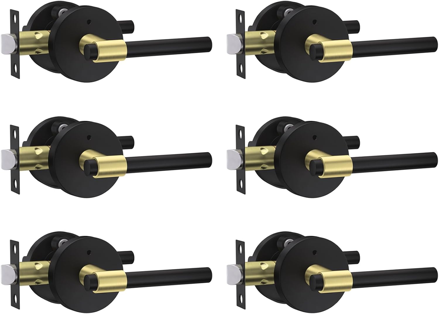 goldenwarm Black Door Handle Interior, Matte Black Privacy Lever Door Handle, Heavy Duty Interior Bedroom Door Lever Pack, Black Door Handles Interior for Bathroom(6 Packs)