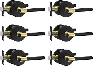 goldenwarm Black Door Handle Interior, Matte Black Privacy Lever Door Handle, Heavy Duty Interior Bedroom Door Lever Pack, Black Door Handles Interior for Bathroom(6 Packs)