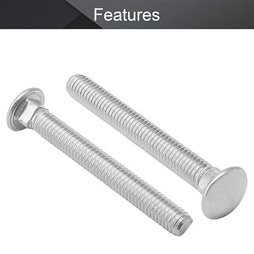 Miniatura 51 de MroMax Pernos de carro M6x16mm cabeza media redonda cuello cuadrado pernos sujetadores 304 acero inoxidable cuello carro perno tono plateado